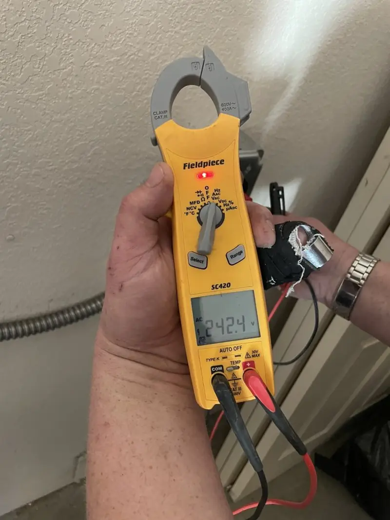 Voltage testing with clamp meter during Hot Tub / Pool Electrical Wiring in Manalapan